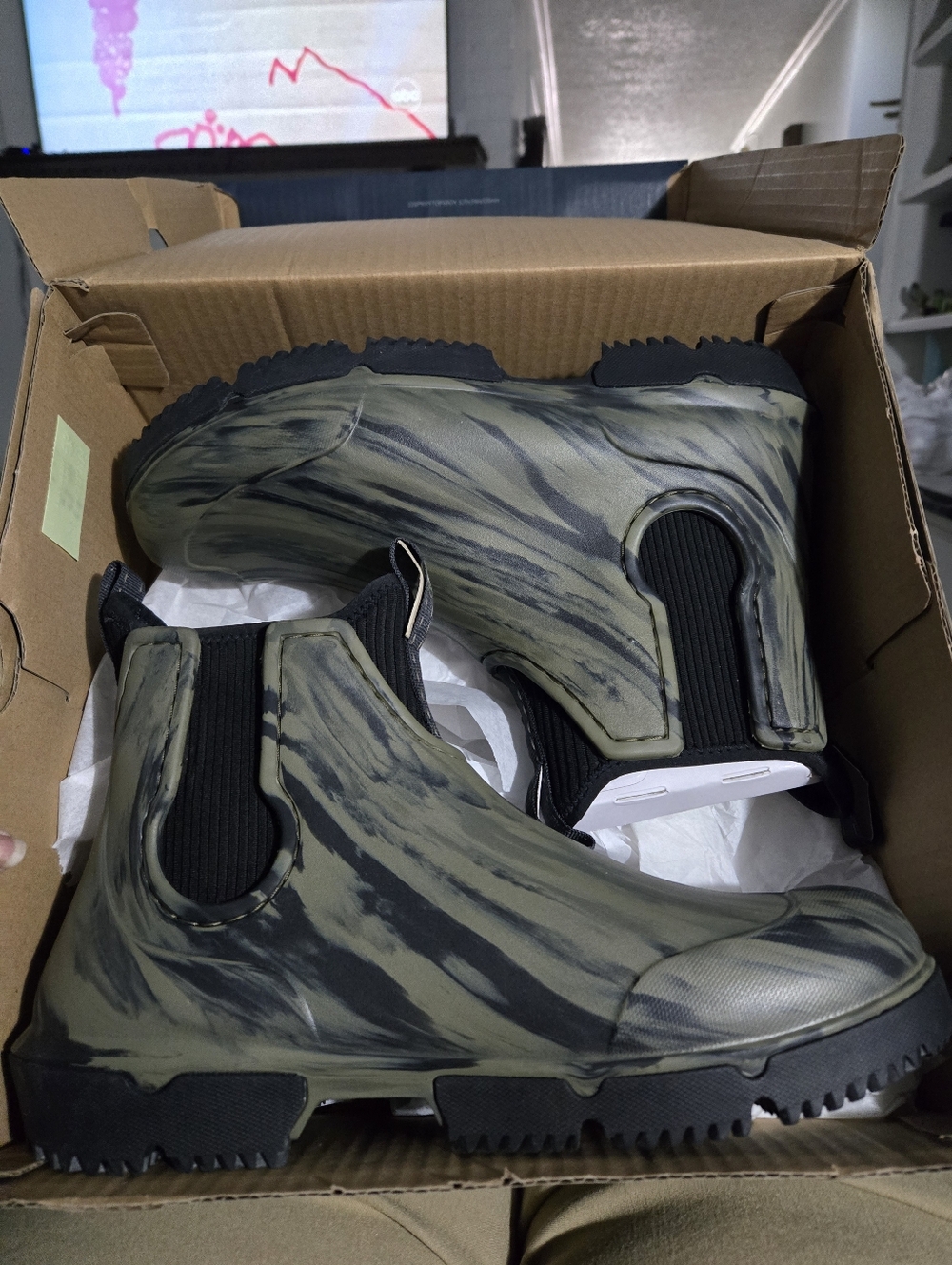 Sperry Float Rain Camo Boots, Size 9, New